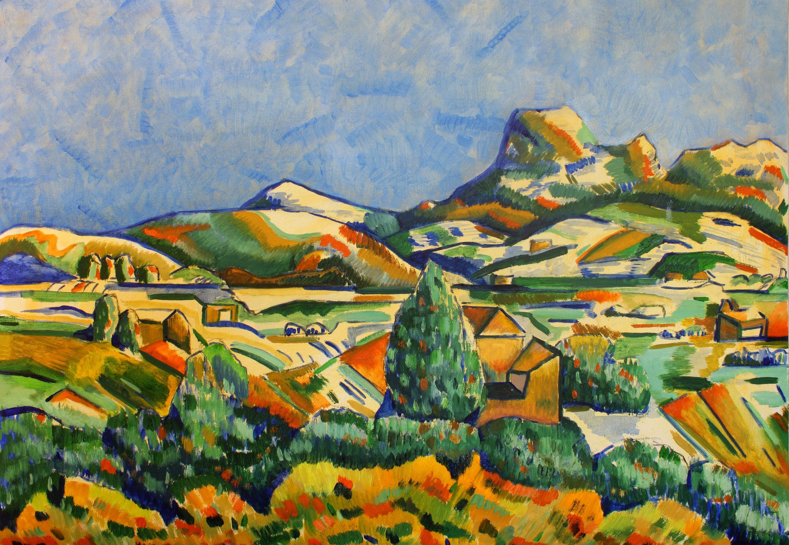Original oil painting of Simonsberg from Babylonstoren in the Cape Winelands by Cape Town artist André Pienaar, inspired by the changing light across the vineyards.
