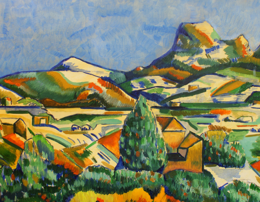 Original oil painting of Simonsberg from Babylonstoren in the Cape Winelands by Cape Town artist André Pienaar, inspired by the changing light across the vineyards.